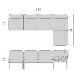 Nardi Divano da giardino outdoor Divano modulare komodo 5  con un ribasso esclusivo- Divani Da Giardino