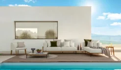 Talenti Divano da giardino outdoor Cleo teak sofa  cm 230  ecru'  A PREZZI OUTLET- Divani Da Giardino