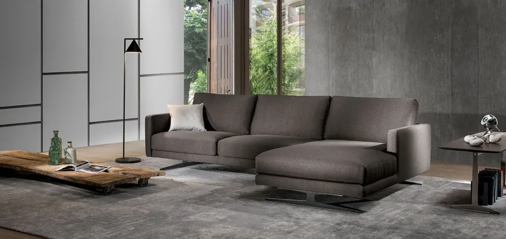 Divano Divano mod.bridge con chaise-longue in promo-sconto del 50% tessuto in misto piuma a prezzo Outlet^Excò Discount