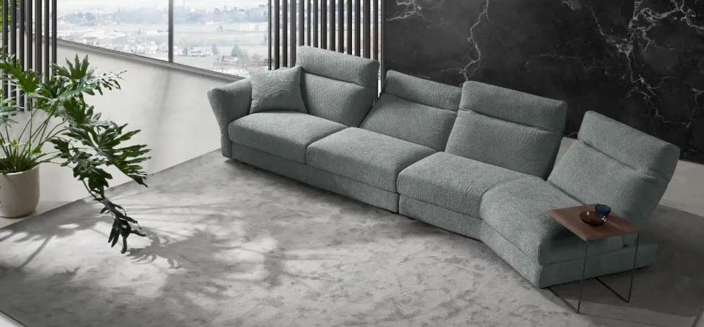 Divano Divano mod.silky rovestito in tessuto con movimento relax in promo-sconto del 50% PREZZI OUTLET sconto 45%^Excò New