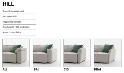 Outlet Divano Hill di in stile moderno in Offerta Outlet Divani