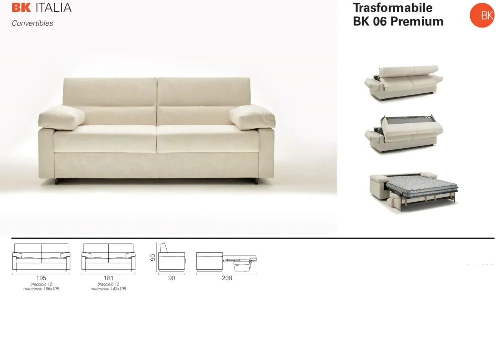 Divano letto in tessuto poliuretano. in Offerta Outlet.^BK salotti Discount