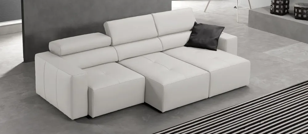 Excò Divano Lineare Divano mod.bongo con sedute estraibili rivestito in pelle fiore in promo-sconto del 30% ad un prezzo conveniente- Divani