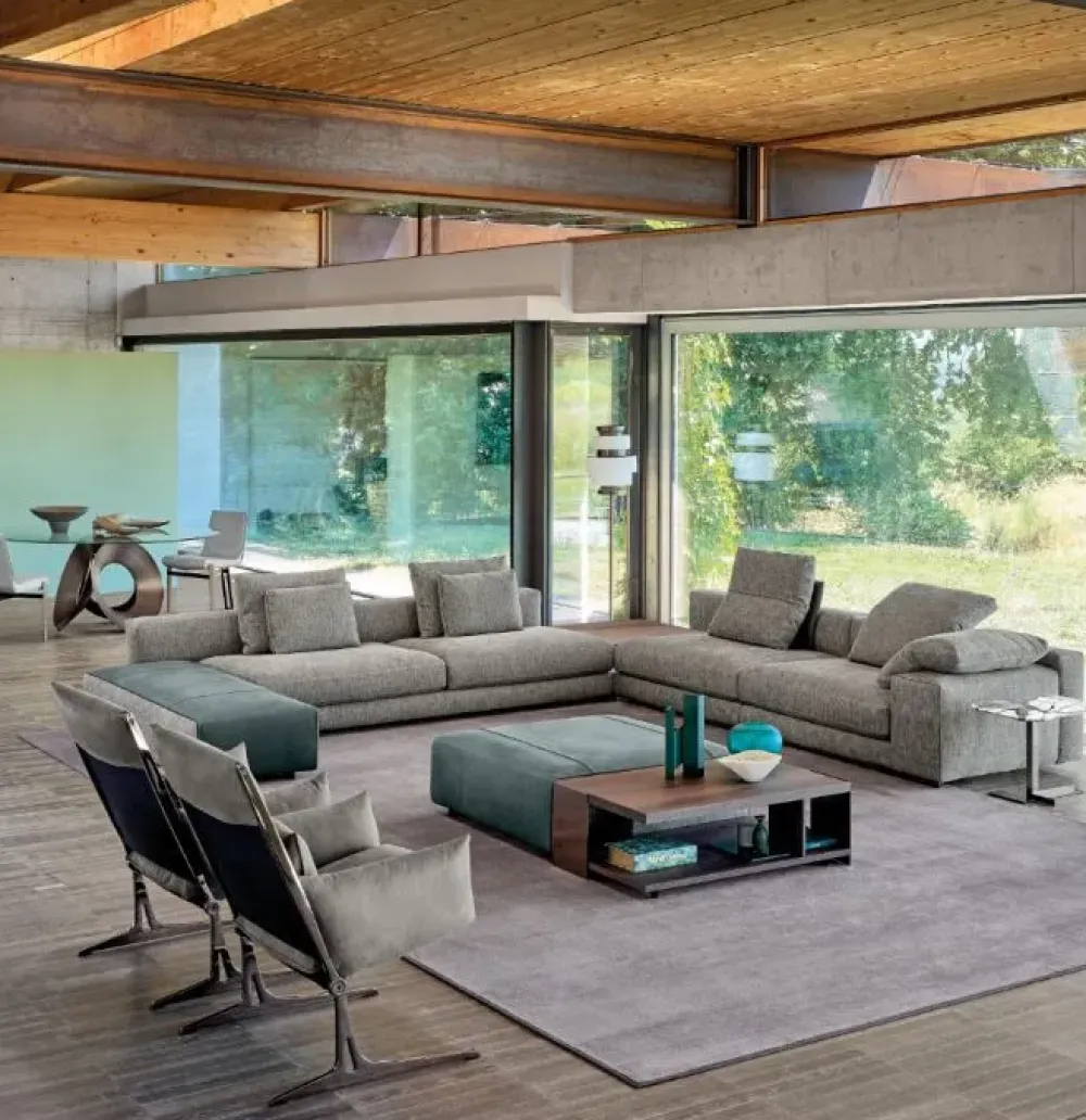 Arketipo Divano Lineare in Tessuto Atlas di- Divani