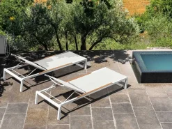 New Divano per l'esterno Lettino alabama  bianco / teak  con forte sconto Divani Da Giardino