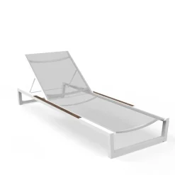 New Divano per l'esterno Lettino alabama  bianco / teak  con forte sconto Divani Da Giardino