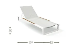 New Divano per l'esterno Lettino alabama bianco / teak con forte sconto Divani Da Giardino