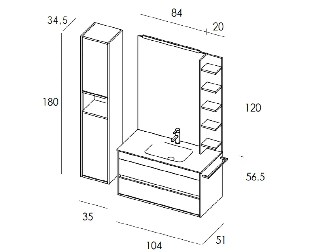 Mastella Duetto 09 : mobile da bagno A PREZZI OUTLET- Mobili Bagno Sospeso