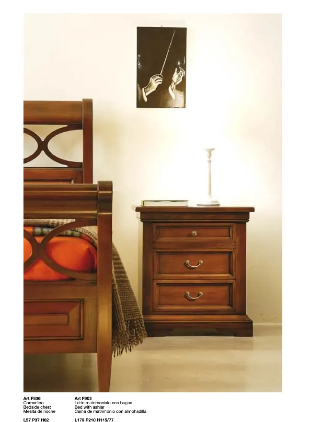 Outlet Gruppo notte Comodino f806 in Legno in Offerta Outlet Comodini