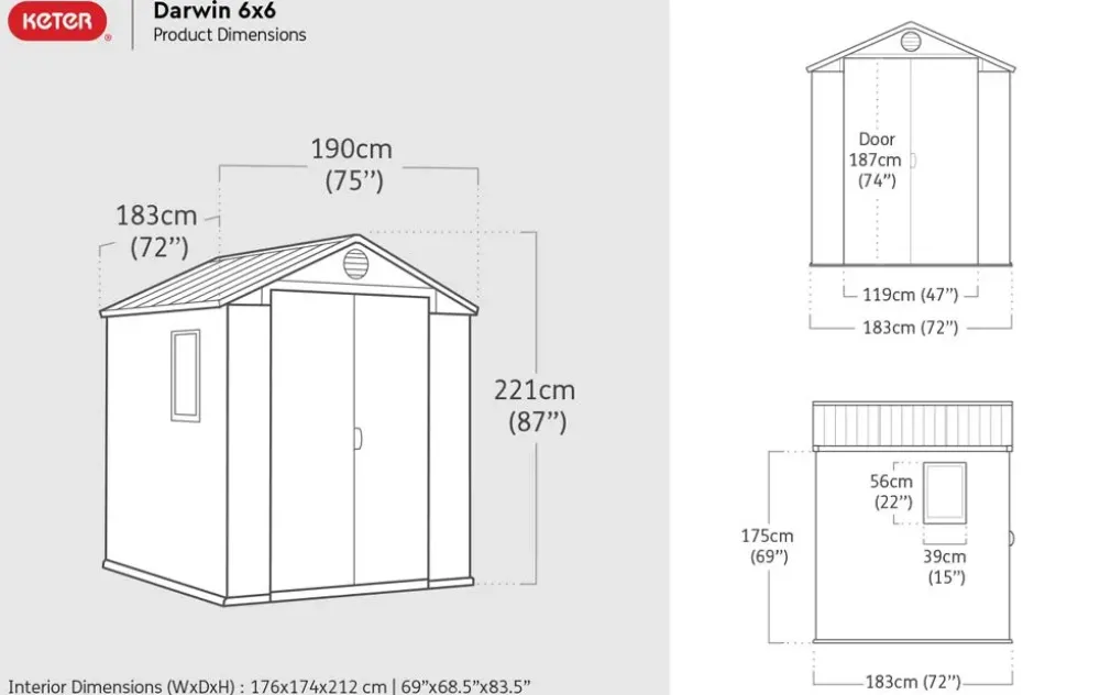Keter Casetta Darwin 6x6 marrone: sconto imperdibile per l'esterno!- Casette Da Giardino