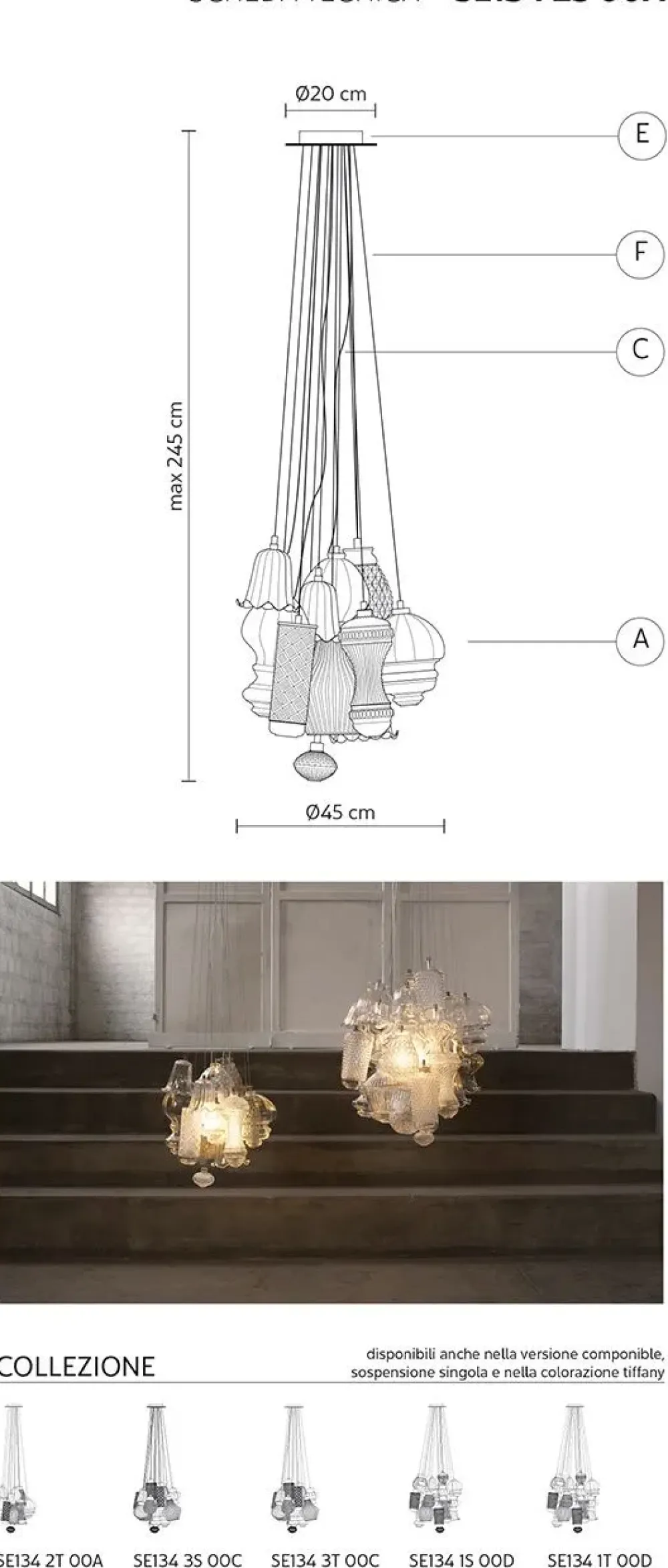 Lampada a sospensione Ceraunavolta sospensione 12 elementi a prezzo Outlet^Karman Outlet