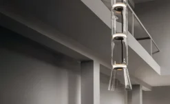 Flos Lampada a sospensione in cristallo Noctambule suspension 3 low cylinder and cone in Offerta Outlet- Lampade A Sospensione