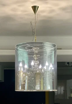 Artigianale Lampada a sospensione in vetro Iria sp6 a prezzo Outlet- Lampade A Sospensione