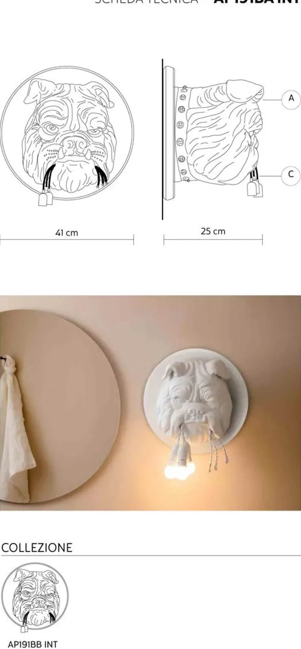 Karman Lampada da parete Amsterdam wall lamp in Offerta Outlet- Applique Da Parete