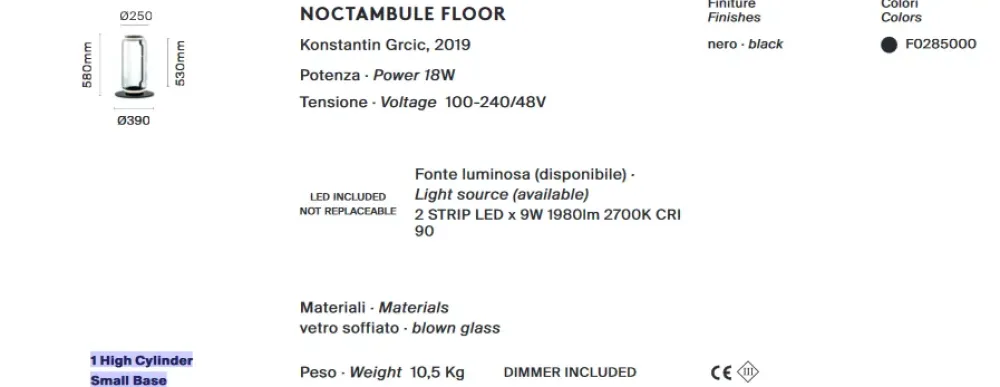 Outlet Lampada da terra Noctambule floor 1 high cylinders small base a prezzo Outlet Lampade Da Terra