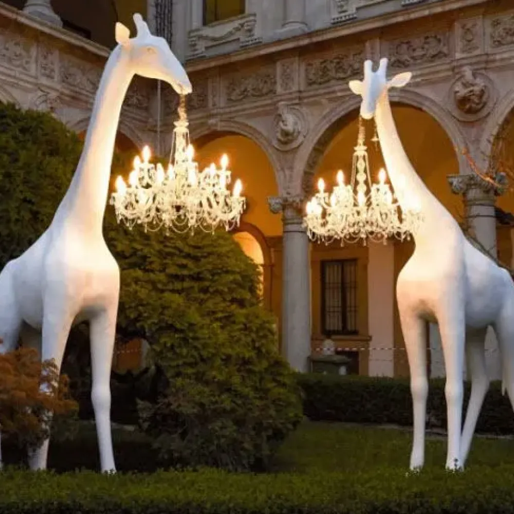 Artigianale Lampada Giraffe in love design bianco in OFFERTA OUTLET- Lampade Da Terra