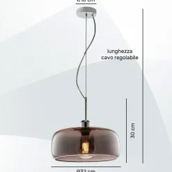 Lampada Muse leolux sospensione vetro fume' in OFFERTA OUTLET^Collezione esclusiva Online
