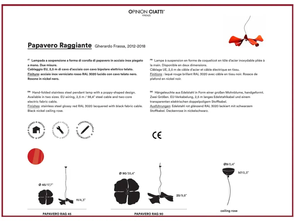 Lampada Papavero raggiante rag 9 in OFFERTA OUTLET^Opinion Ciatti Best