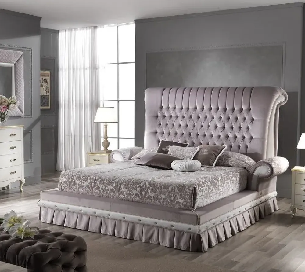 Letto classico con giroletto Letto elisabetta velluto maxi a prezzo scontato^Md work