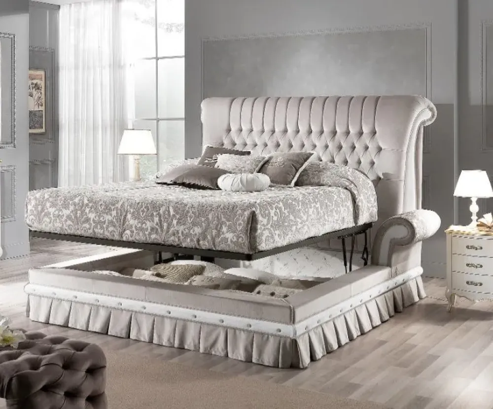 Letto classico con giroletto Letto elisabetta velluto maxi a prezzo scontato^Md work