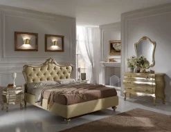 Letto classico Letto con contenitore e legno in foglia oro scontato 41%^Md work Outlet