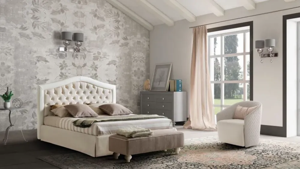 New Letto imbottito con contenitore Dama a prezzo scontato Letti