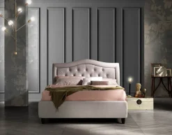 Artigiana letti Letto imbottito con contenitore Nabucco  a prezzo ribassato- Letti