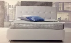 Letto imbottito con contenitore Domino - matrimoniale  a prezzo ribassato^Artigianale Hot