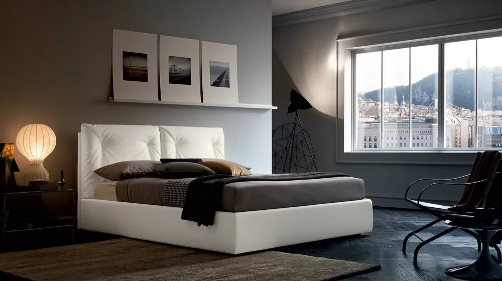 Sale Letto imbottito con contenitore Edgar a prezzo scontato Letti