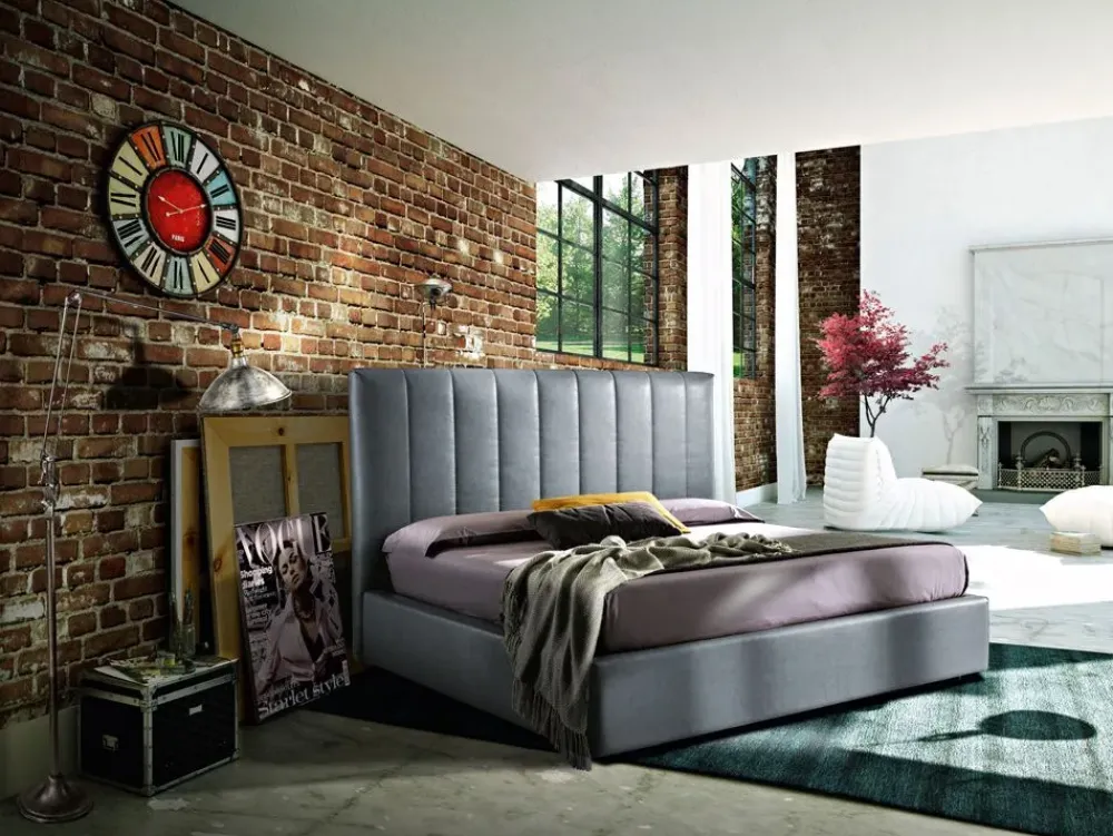 Artigiana letti Letto imbottito con contenitore Navajo alto a prezzo ribassato- Letti