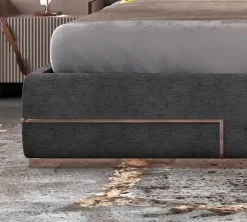 Md work Letto imbottito con giroletto Letto acciaio oro rosa  a prezzo scontato- Letti