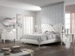 Artigianale Letto imbottito con giroletto Letto cristallo  a prezzo ribassato- Letti