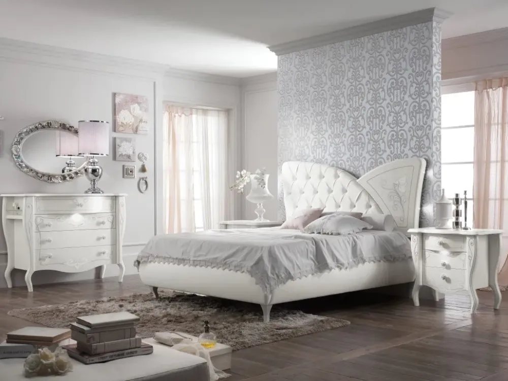 Artigianale Letto imbottito con giroletto Letto cristallo a prezzo ribassato- Letti