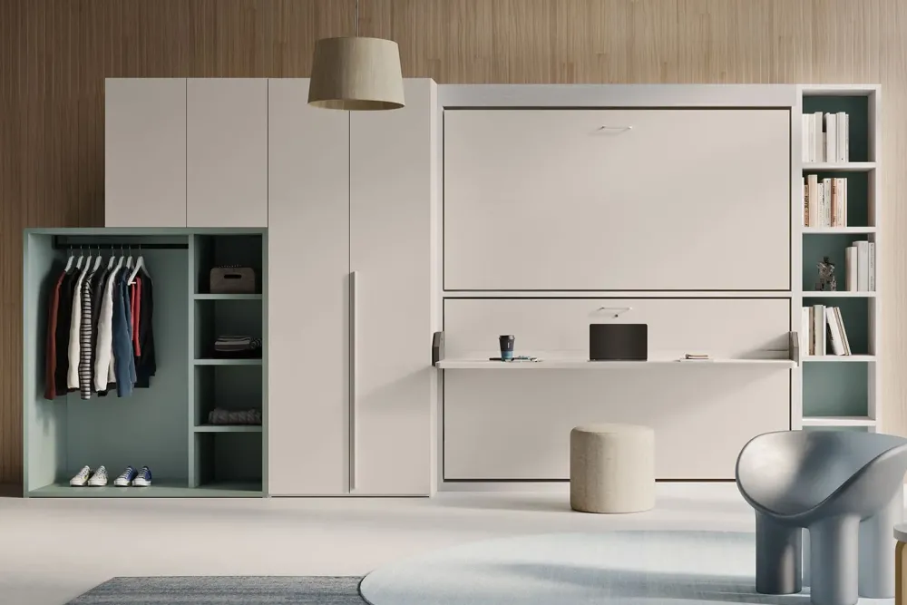 Clever Letto in legno a scomparsa Hiro up con scrittoio a prezzo ribassato- Letti