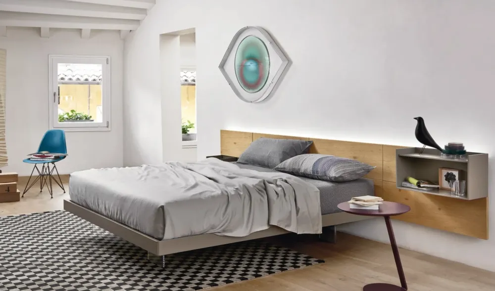 Letto in legno con gambe Letto effetto sospeso a prezzo ribassato^Sangiacomo Clearance