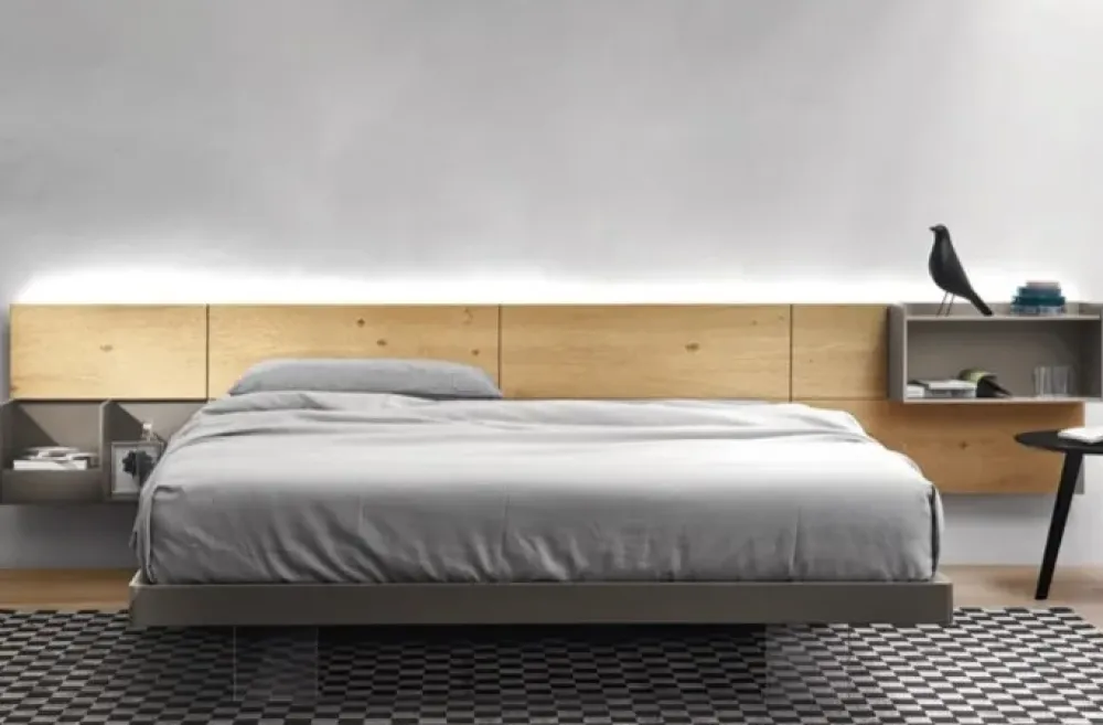 Letto in legno con gambe Letto effetto sospeso a prezzo ribassato^Sangiacomo Clearance