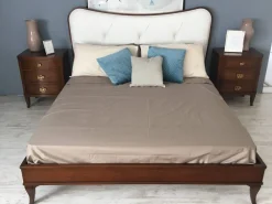 Discount Letto in legno con piedini Letto mimose mod. nuvola tinta classica ed ecopelle bianca a prezzo scontato Letti