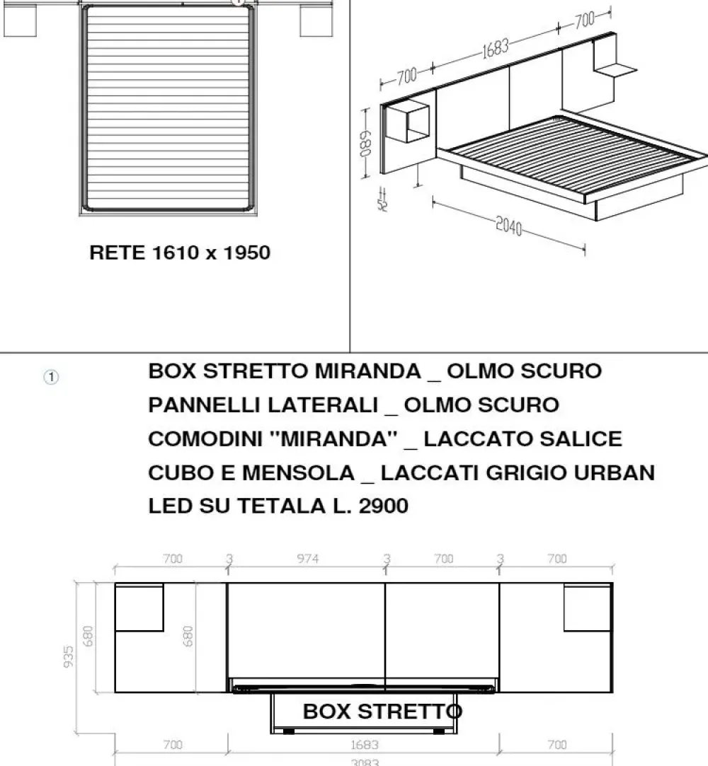 Letto in legno modello Miranda di scontato 33%^Tagliabue Mobili New