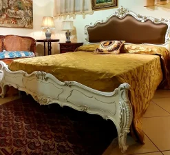 Collezione esclusiva Letto matrimoniale con giroletto Letto matrimoniale in massello di noce laccato bianco a prezzo ribassato- Letti