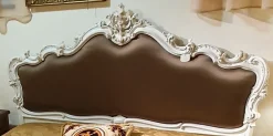 Collezione esclusiva Letto matrimoniale con giroletto Letto matrimoniale in massello di noce laccato bianco a prezzo ribassato- Letti