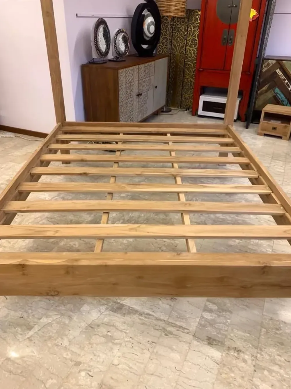 Outlet Etnico Letto matrimoniale Letto baldacchino in teak massello con un ribasso IMPERDIBILE- Letti