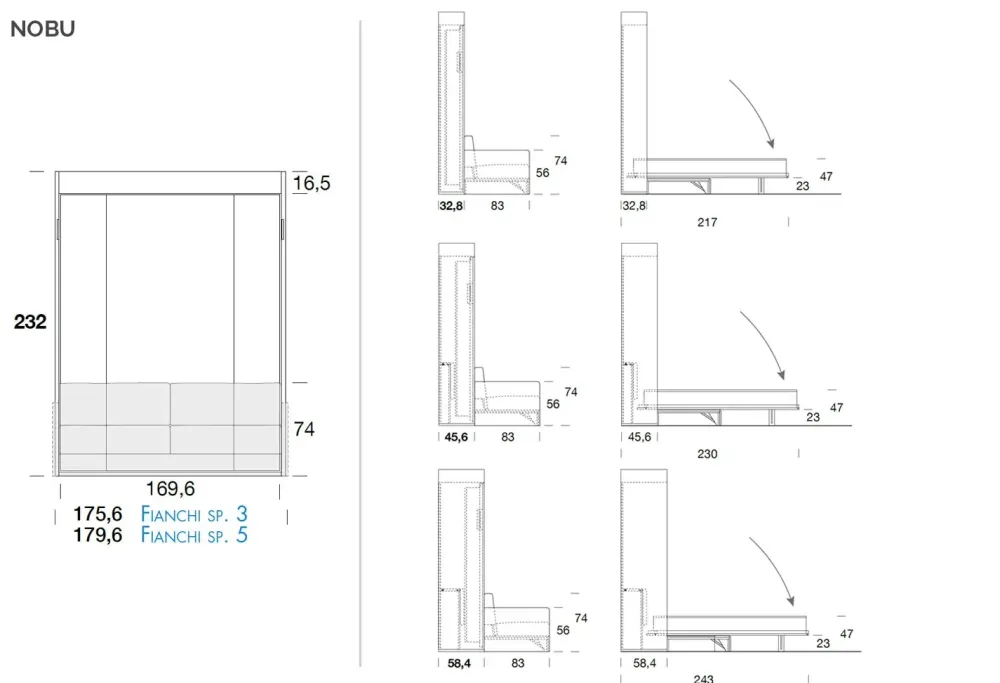 Letto moderno a scomparsa Nobu- promo sul nuovo a prezzo scontato Letti