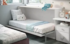 Letto moderno a scomparsa orizzontale in finitura bianco frassinato. , scontato del 48%.^Artigianale