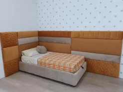 Letto moderno con contenitore Con boiserie a muro a prezzo ribassato^Artigianale Online