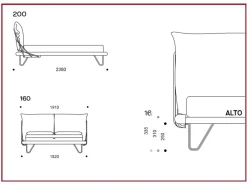 Artigianale Letto moderno con piedini Zenit di alto letti tessili a prezzo scontato- Letti