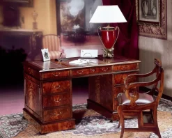 Artigianale Libreria in legno Scrivania mod.oxford in piuma di mogano scontata del 30% a prezzo scontato- Librerie