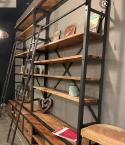 Collezione esclusiva Libreria in legno scontata -44%: scopri Libreria industrial c/scala- Librerie