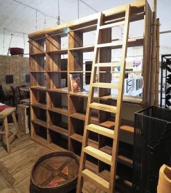 Outlet Etnico Libreria Libreria  legno con scala   in stile moderno a prezzi convenienti- Librerie