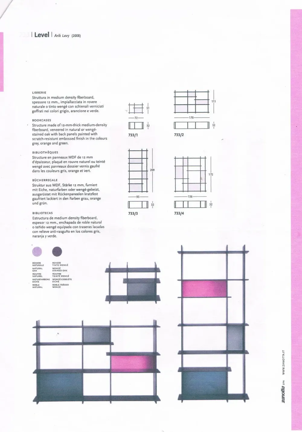 Zanotta Libreria Libreria level 733/2 in stile design di in OFFERTA OUTLET- Librerie
