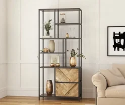 Outlet Etnico Libreria in legno scontata -58%: scopri Libreria rennes natural con 2 cassetti- Librerie